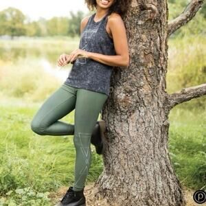 Pure Barre June Wanderlust Green Tight Leggings